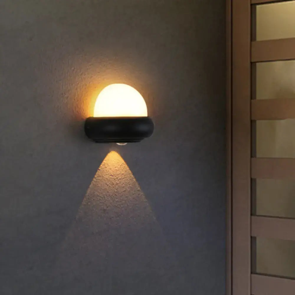 Contemporary black semi-sphere wall sconce patio outdoor area light
