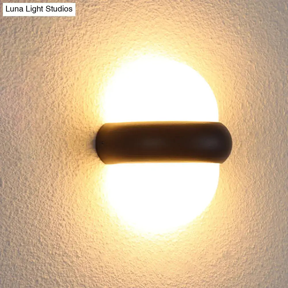 Contemporary black semi-sphere wall sconce patio outdoor area light