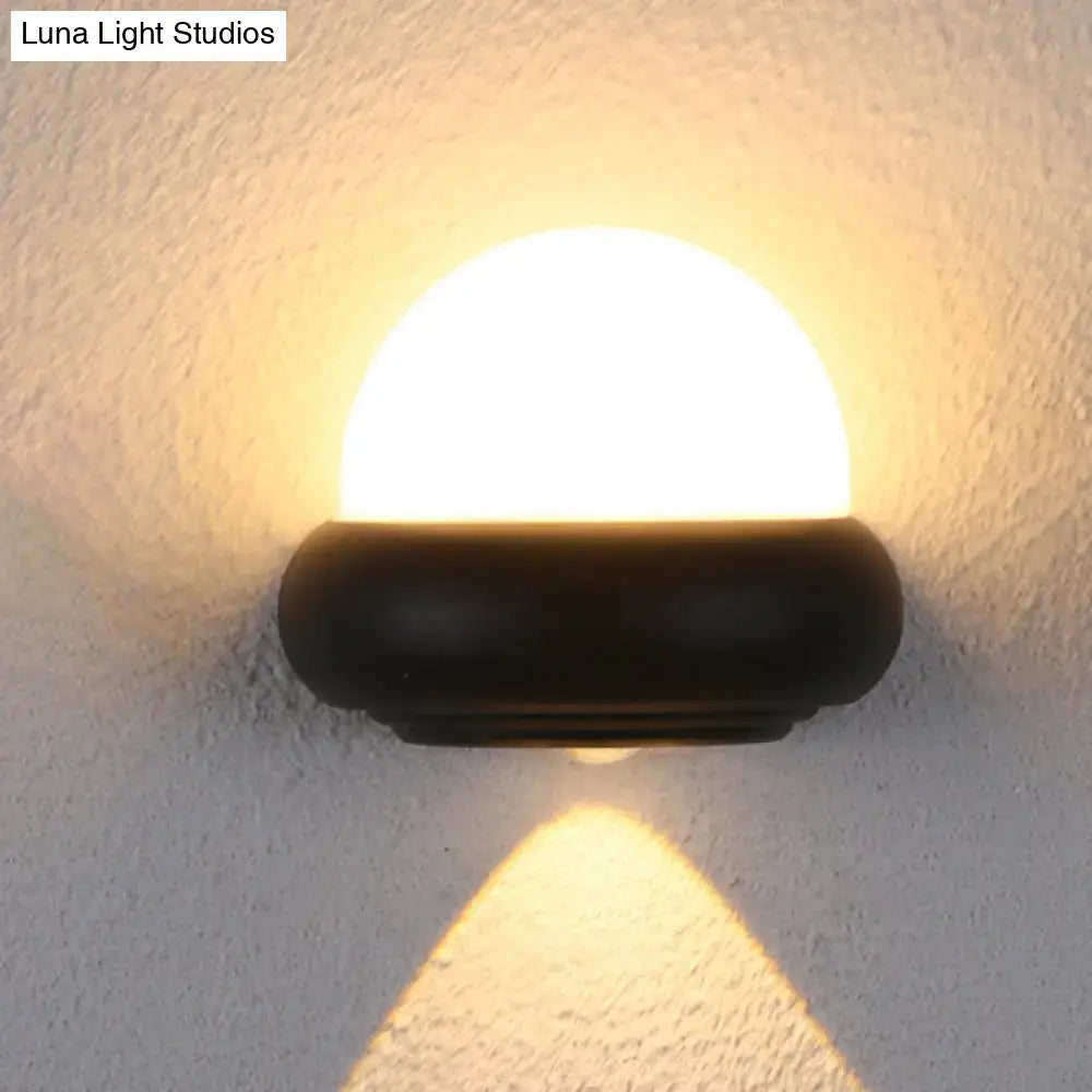 Contemporary black semi-sphere wall sconce patio outdoor area light