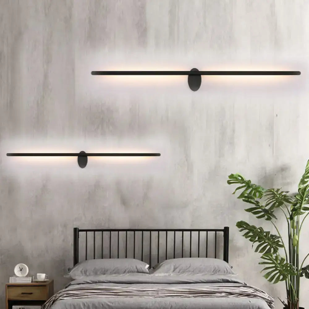 Contemporary black slim wall light – bedroom natural light fixture