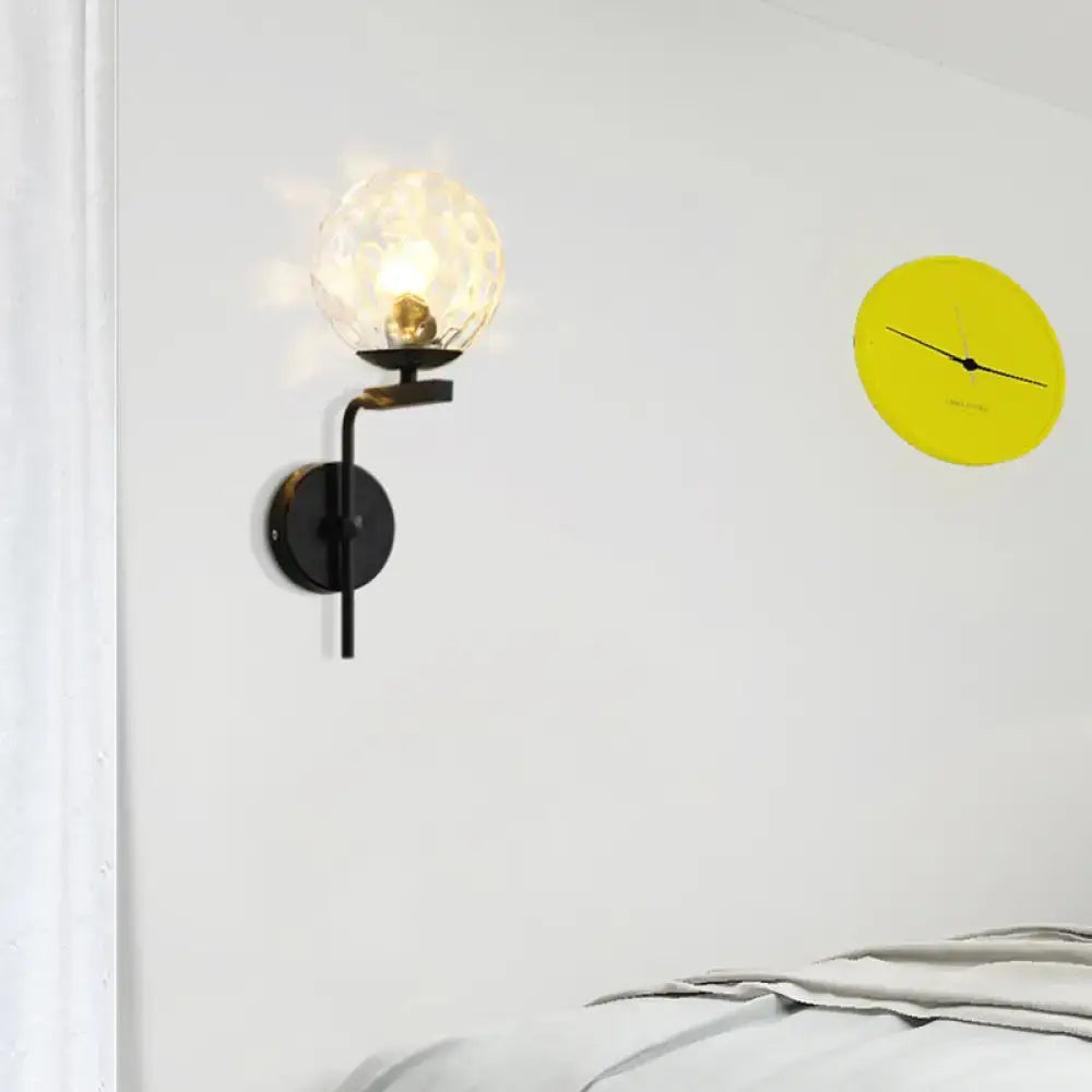 Contemporary black sphere wall mount lighting bedroom glass sconce