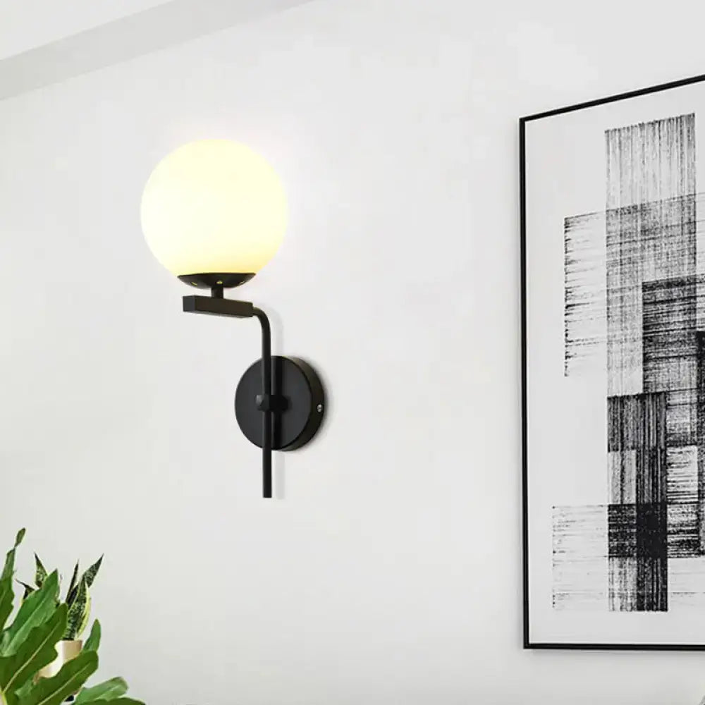Contemporary black sphere wall mount lighting bedroom glass sconce