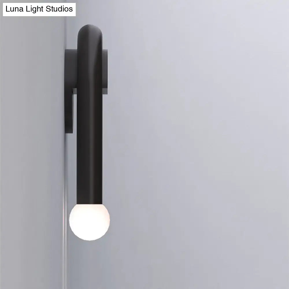 Contemporary black u-shaped light fixture bedroom wall sconce