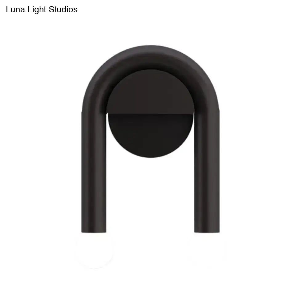 Contemporary black u-shaped light fixture bedroom wall sconce