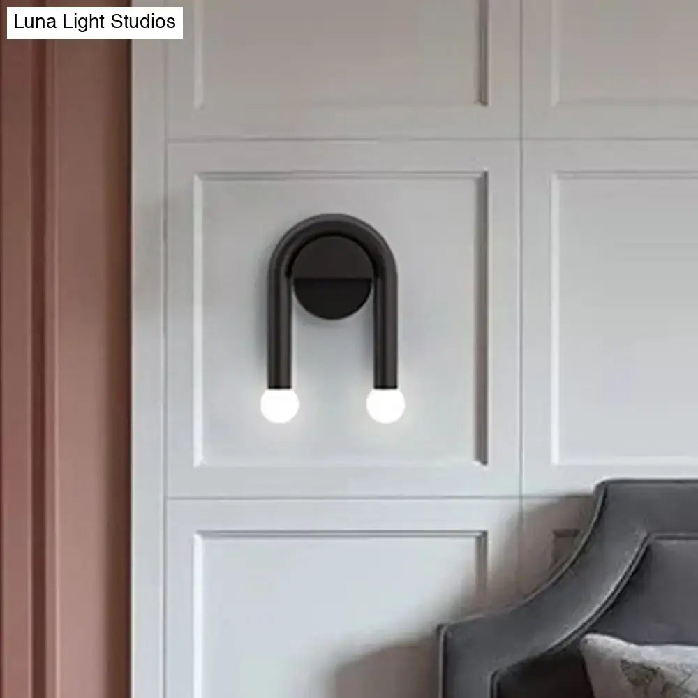 Contemporary black u-shaped light fixture bedroom wall sconce