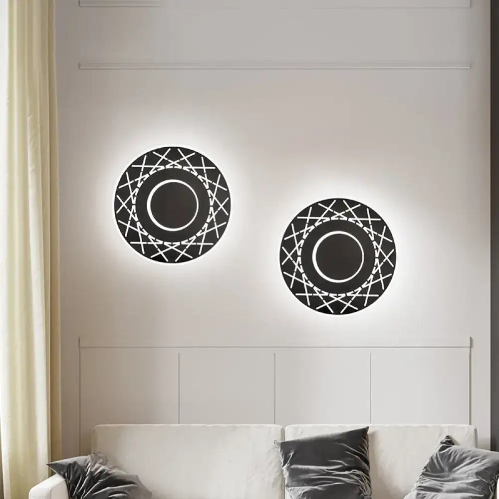 Contemporary black & white geometric wall lamp for living room