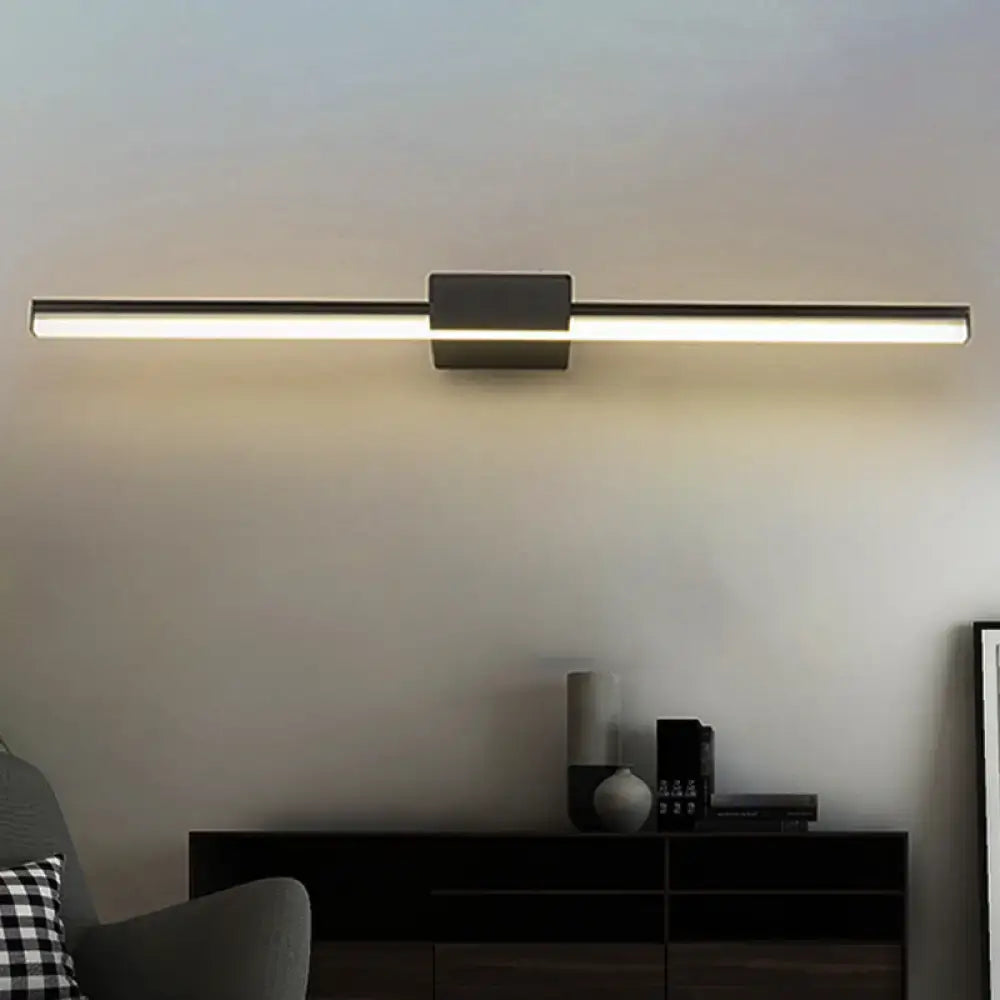 Contemporary black & white linear led wall light bathroom fixture