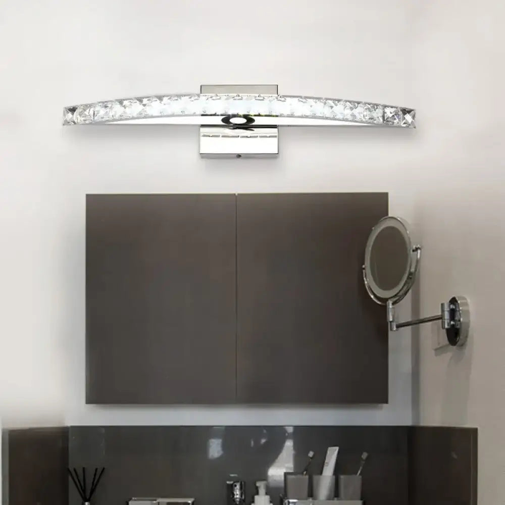 Contemporary bow shaped crystal silver vanity lighting bathroom sconce