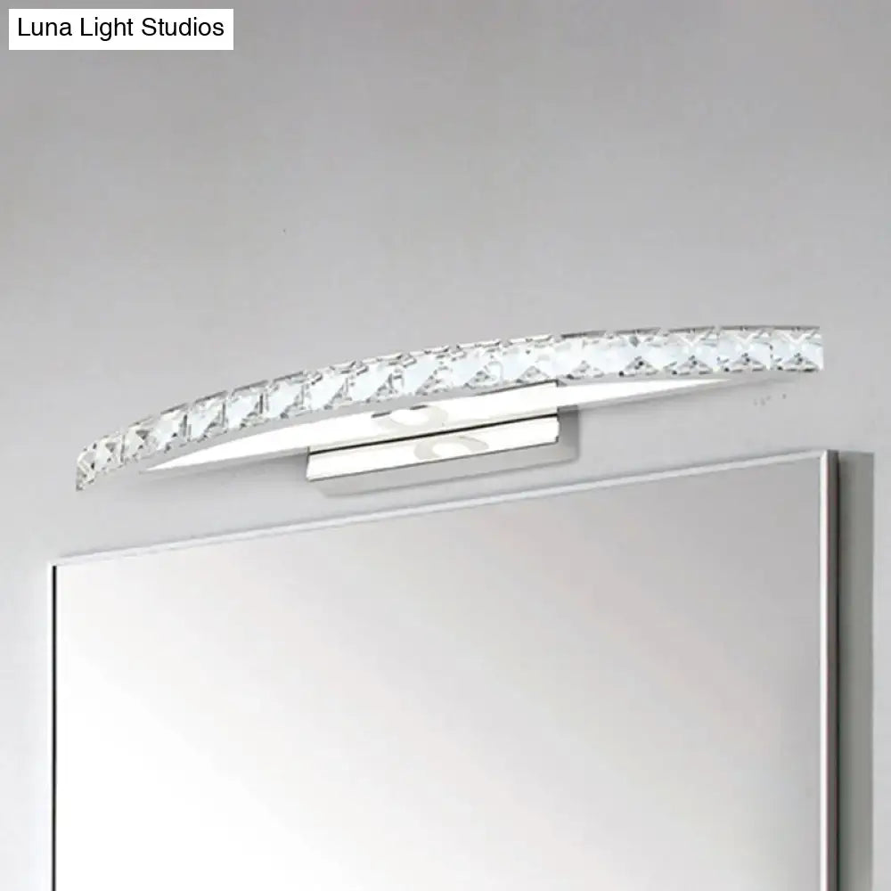 Contemporary bow shaped crystal silver vanity lighting bathroom sconce