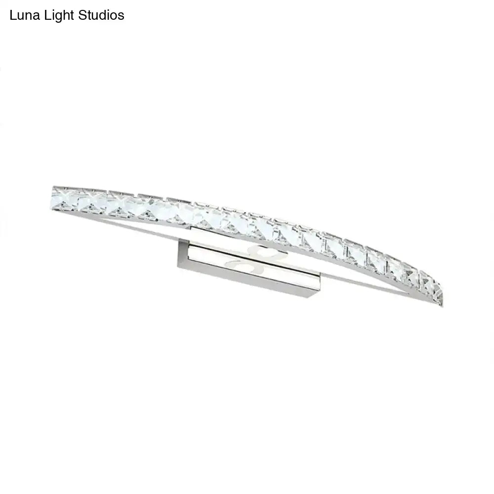 Contemporary bow shaped crystal silver vanity lighting bathroom sconce
