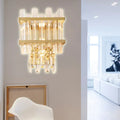 Contemporary brass & chrome wall lamp dining room crystal fixture