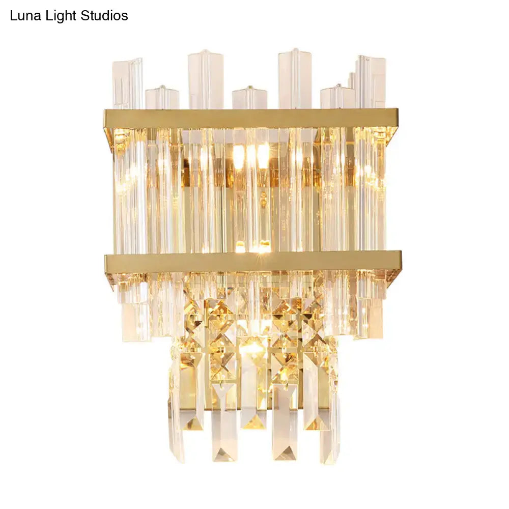 Contemporary brass & chrome wall lamp dining room crystal fixture