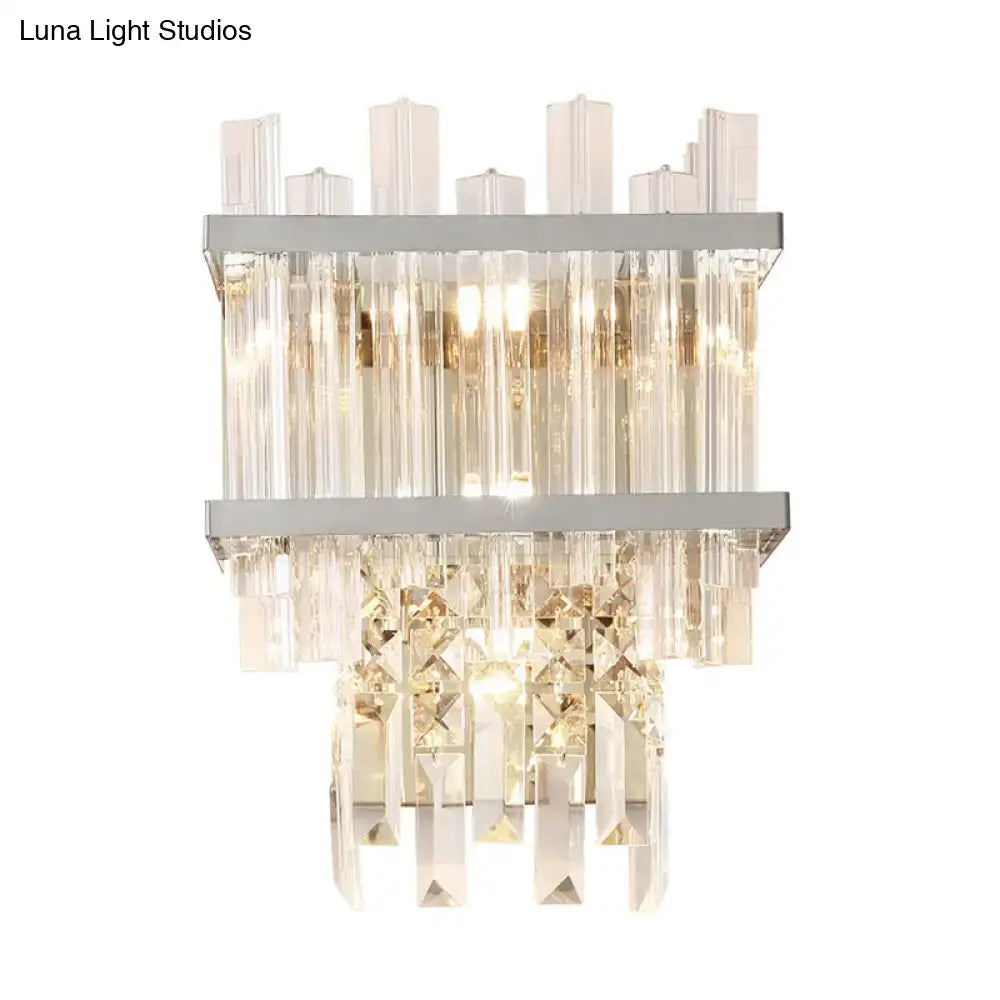 Contemporary brass & chrome wall lamp dining room crystal fixture