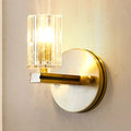 Contemporary brass crystal cylinder sconce light bedroom wall mount
