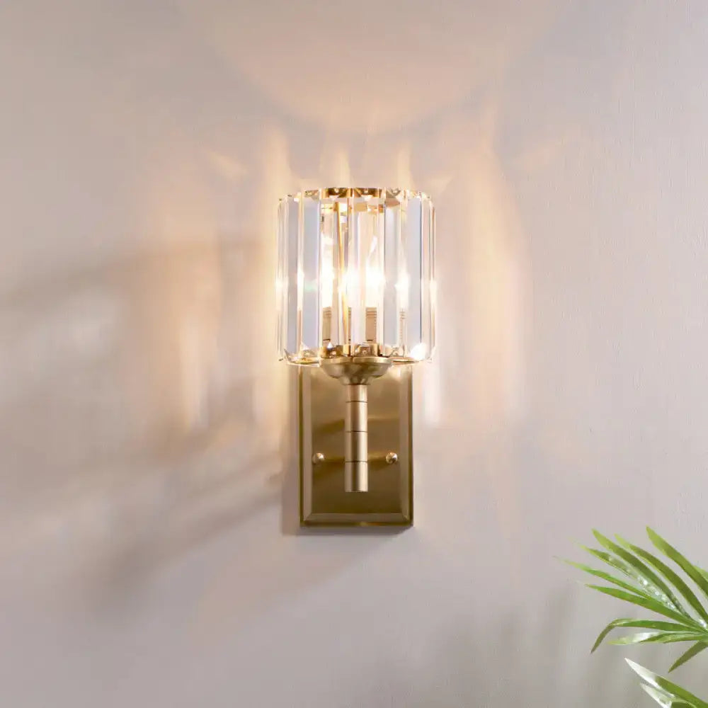 Contemporary brass crystal wall sconce bedroom light