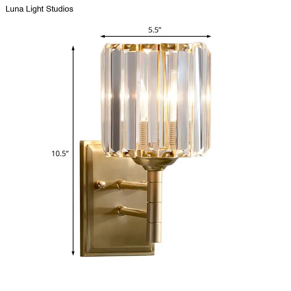 Contemporary brass crystal wall sconce bedroom light