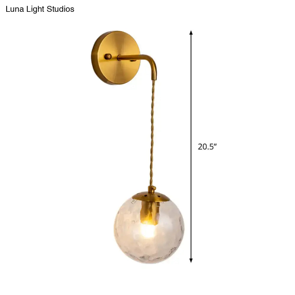 Contemporary brass dimpled glass wall lamp bedroom sconce