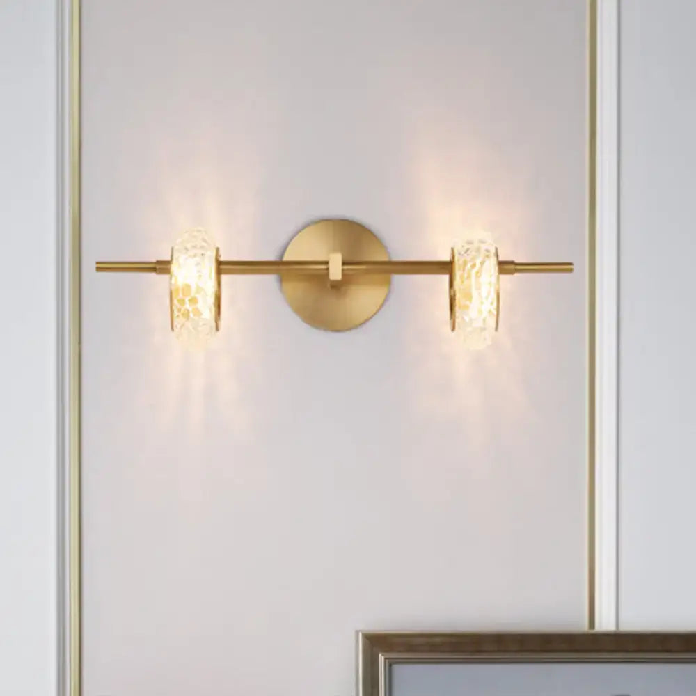 Contemporary brass double oval wall light fixture – bedroom led sconce