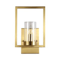 Contemporary brass wall light clear glass cylinder bedroom light fixture