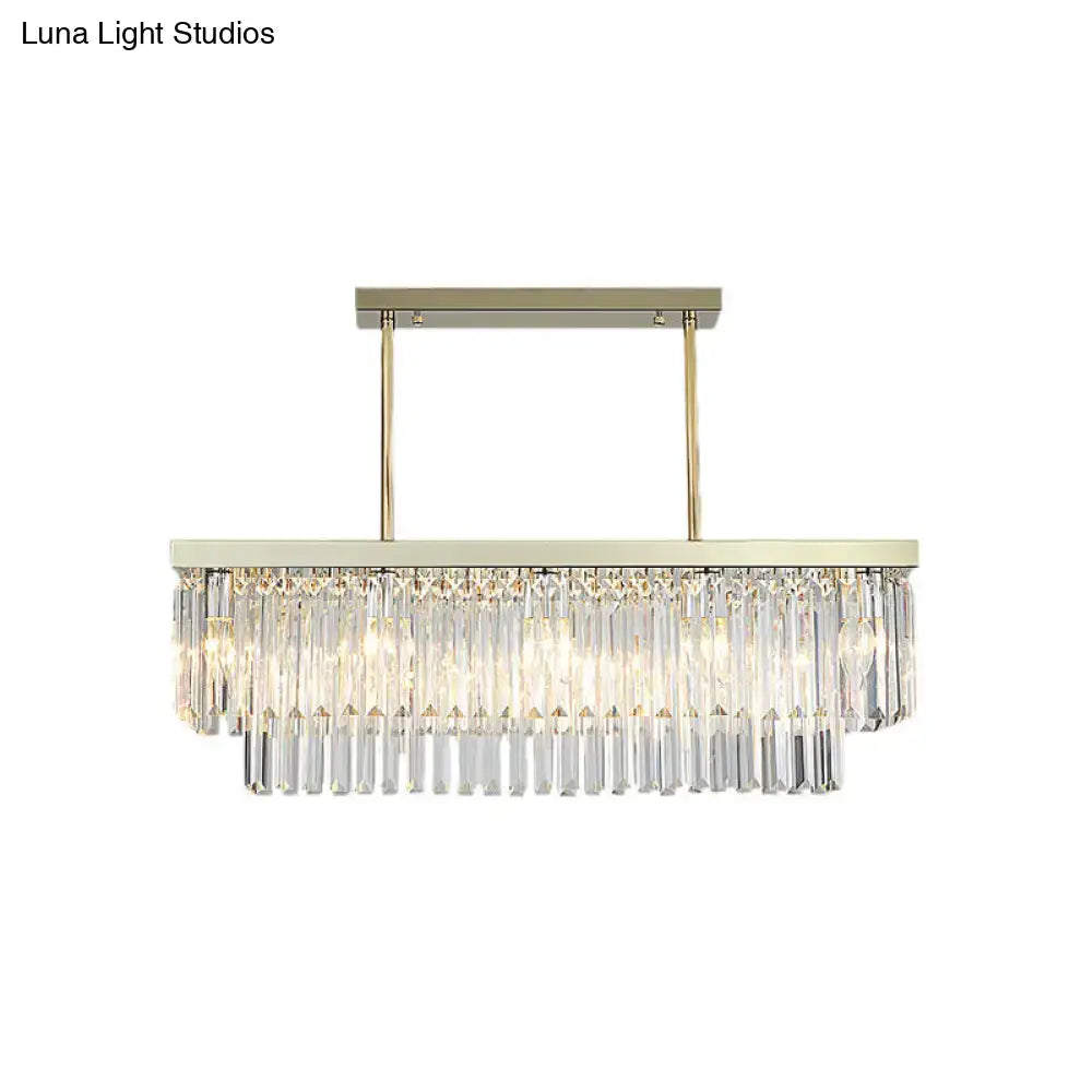 Contemporary clear & amber crystal light fixture dining room chandelier