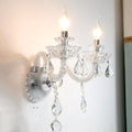 Contemporary clear faceted crystals wall sconce living room light