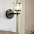 Contemporary clear ribbed glass drum sconce light bedroom black metal