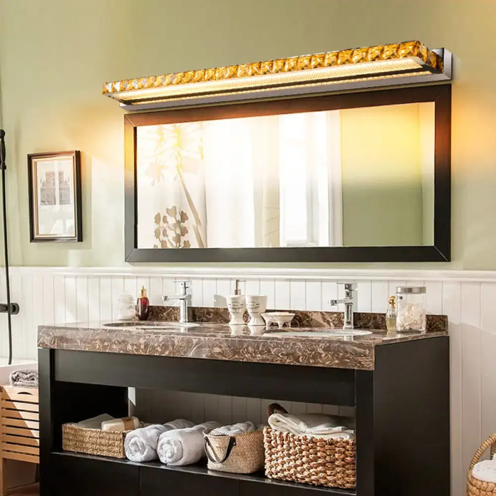 Contemporary crystal gold wall sconce bathroom warm white led light
