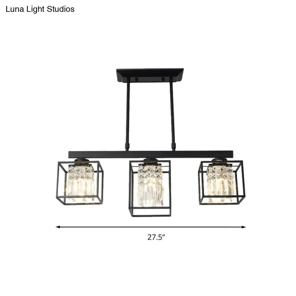 Contemporary crystal rod black island lamp kitchen ceiling light