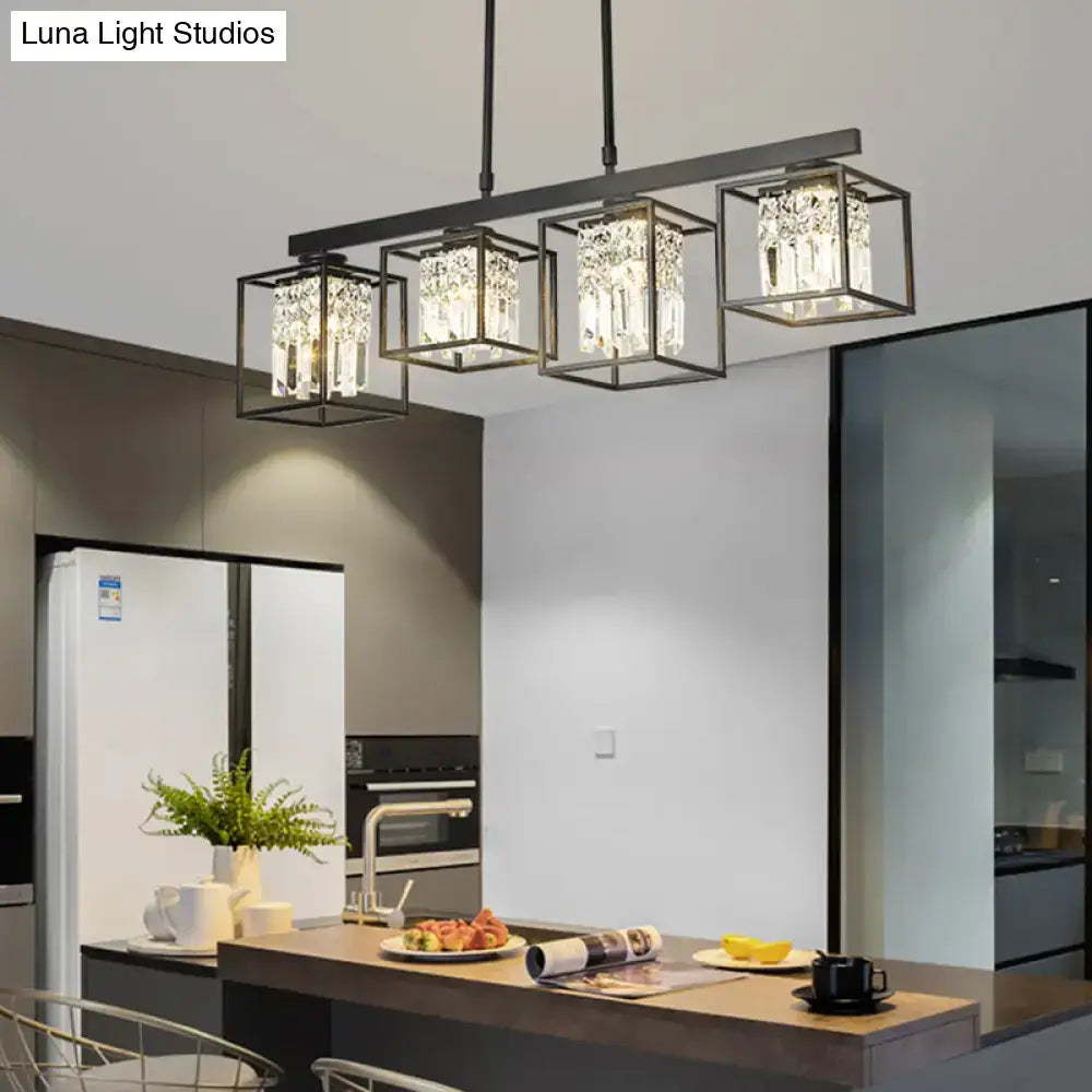 Contemporary crystal rod black island lamp kitchen ceiling light