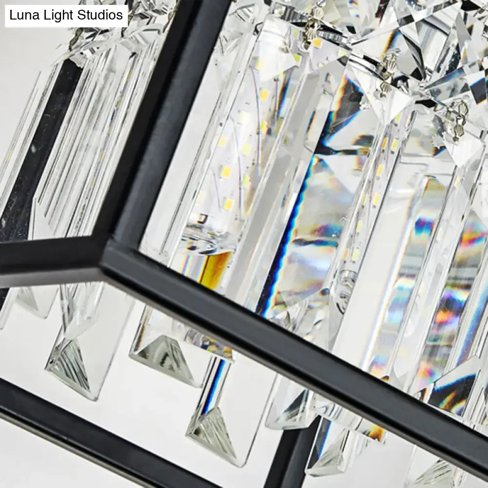 Contemporary crystal rod black island lamp kitchen ceiling light
