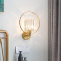 Contemporary gold and crystal wall light – living room ring sconce