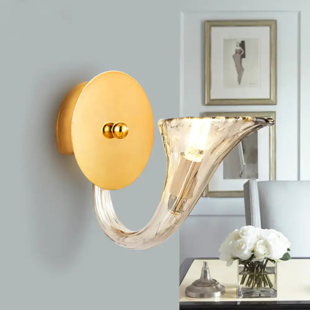 Contemporary gold and glass horn wall lamp for corridor 220v-240v