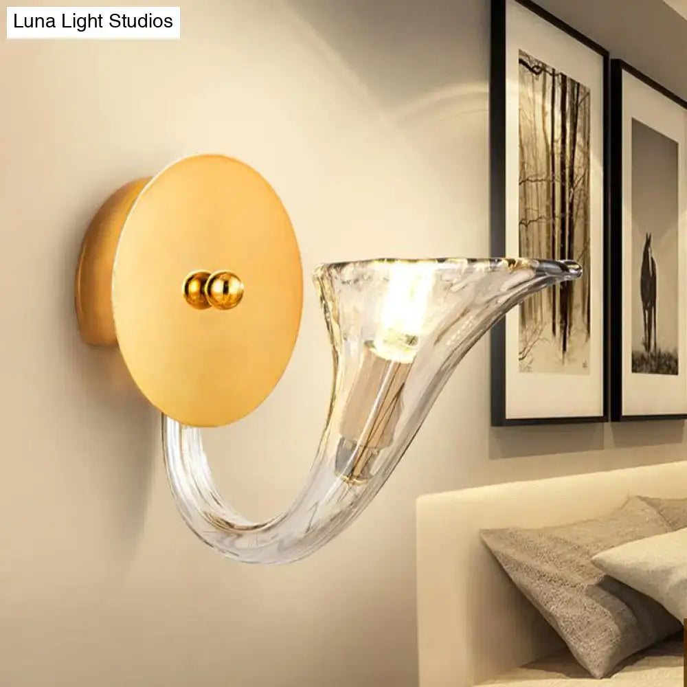 Contemporary gold and glass horn wall lamp for corridor 220v-240v