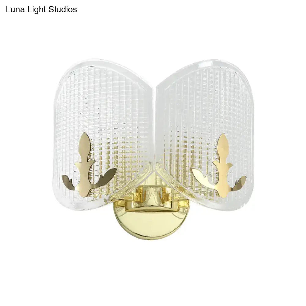 Contemporary gold arc light fixture – living room glass wall sconce