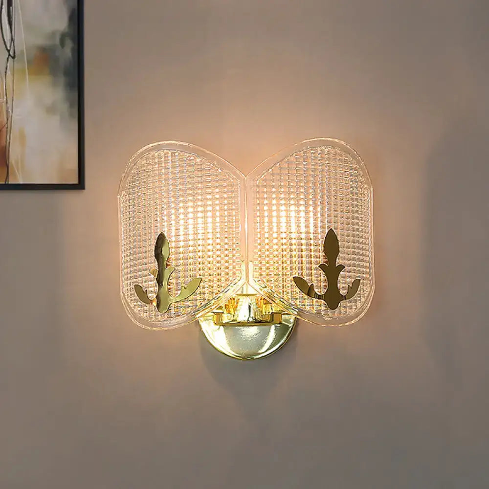 Contemporary gold arc light fixture – living room glass wall sconce