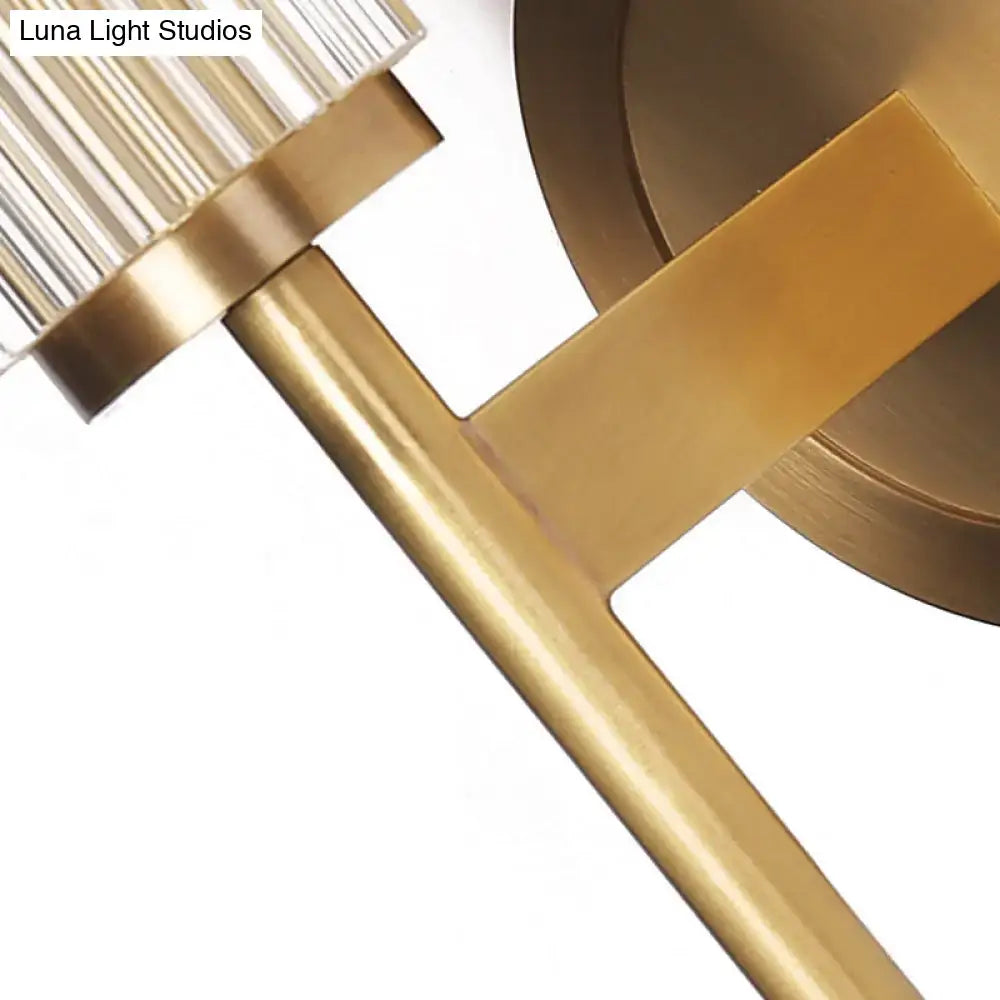 Contemporary gold brass cylinder wall light fixture bedroom sconce