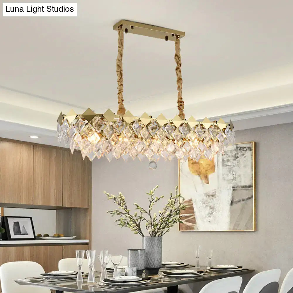 Contemporary gold crystal rhombus chandelier dining room pendant light