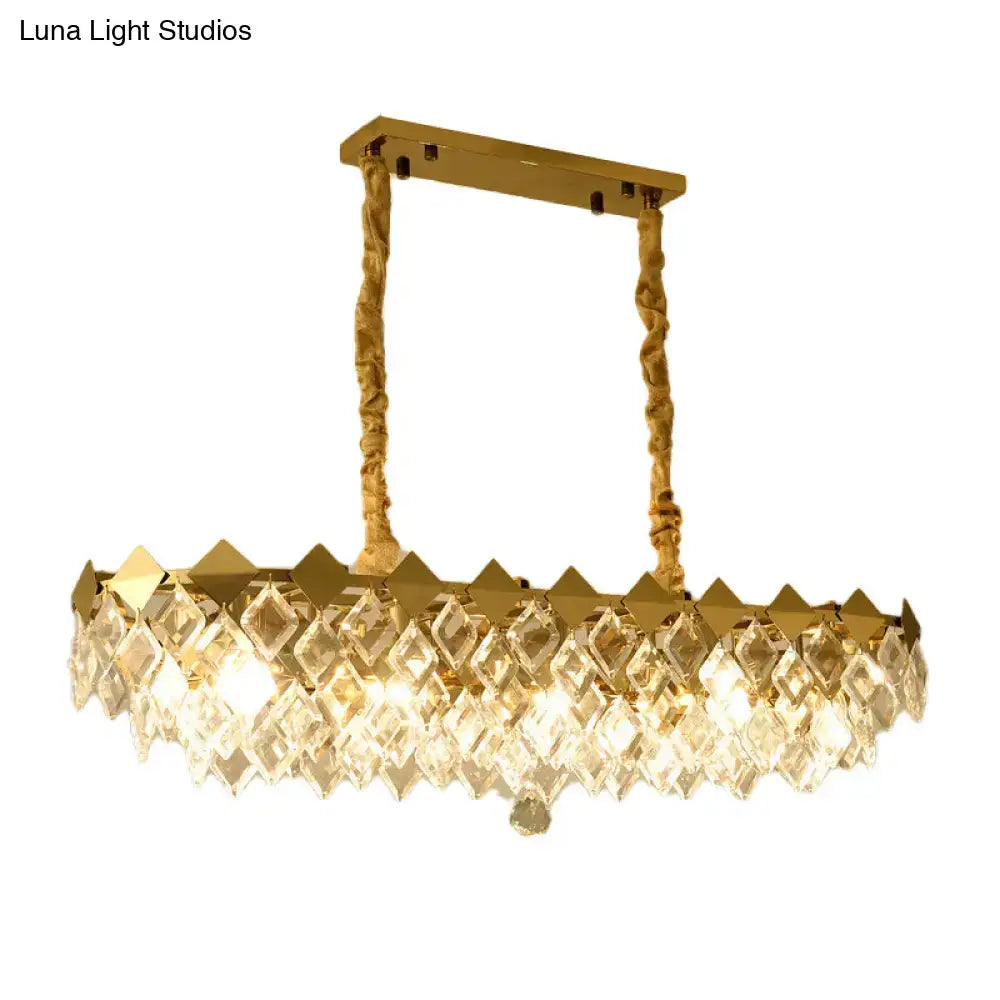 Contemporary gold crystal rhombus chandelier dining room pendant light