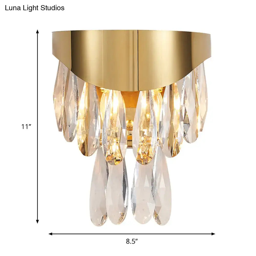 Contemporary gold crystal teardrop wall sconce bedroom light