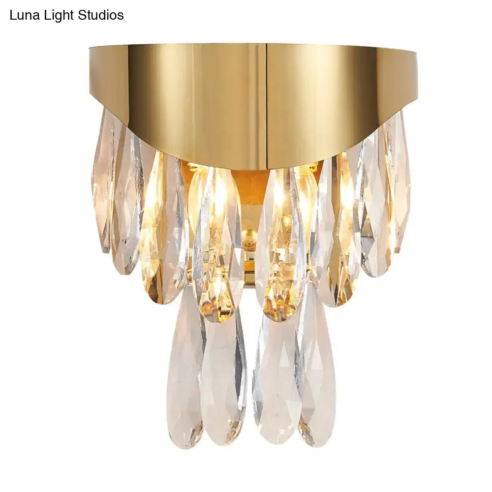 Contemporary gold crystal teardrop wall sconce bedroom light