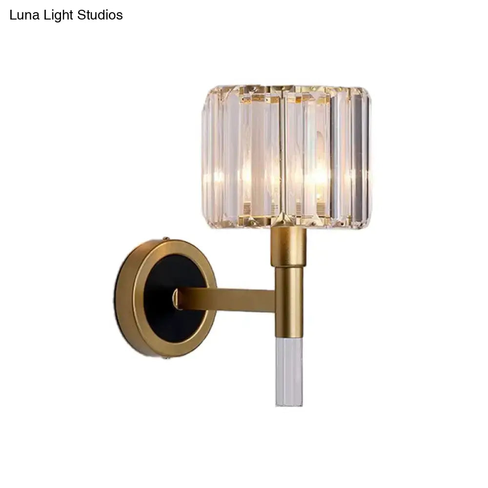 Contemporary gold crystal wall mount lamp living room sconce