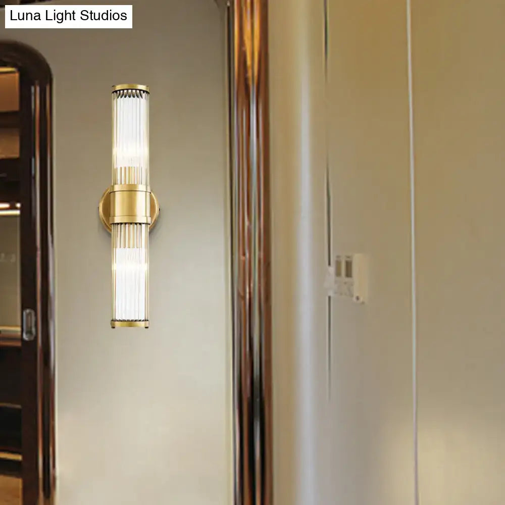 Contemporary gold crystal wall sconce light fixture for living room