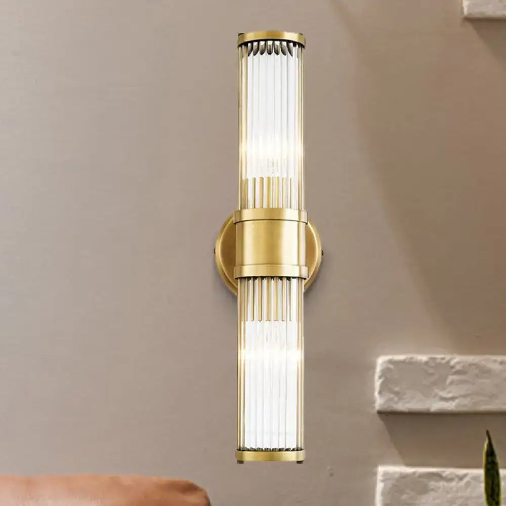 Contemporary gold crystal wall sconce light fixture for living room