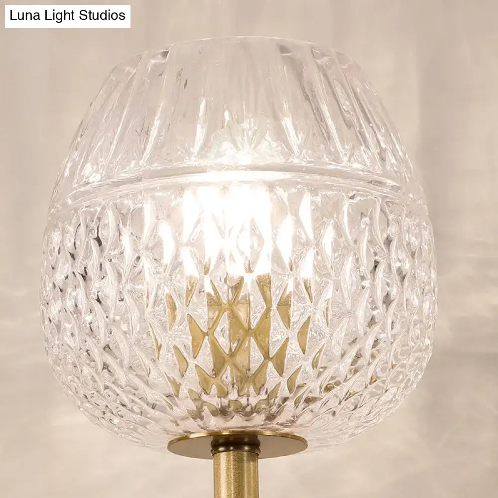 Contemporary gold dome foyer wall light with clear lattice glass