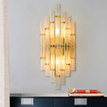 Contemporary gold finish crystal tube wall sconce bedroom light