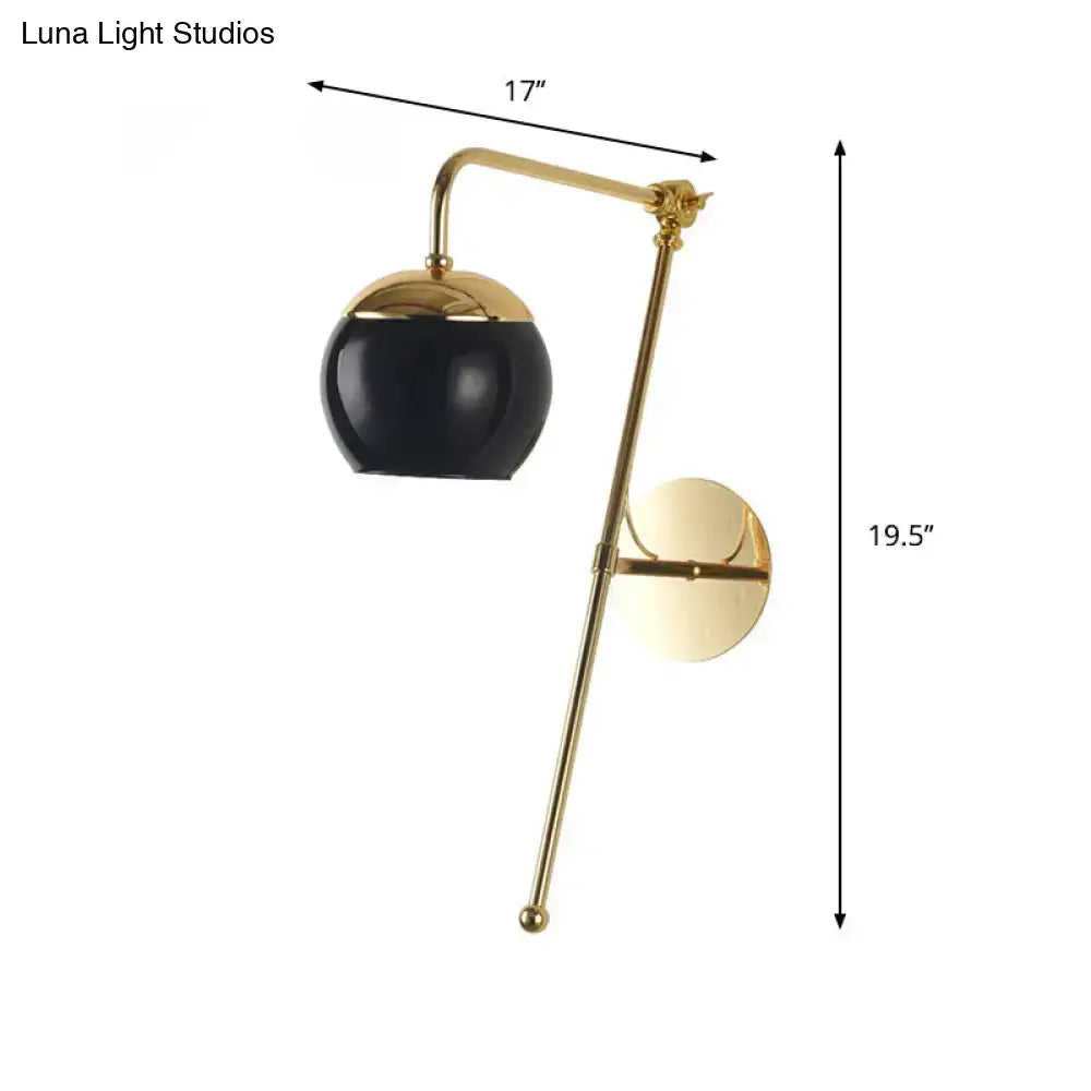 Contemporary gold gooseneck sconce light with glass shade bedroom lamp