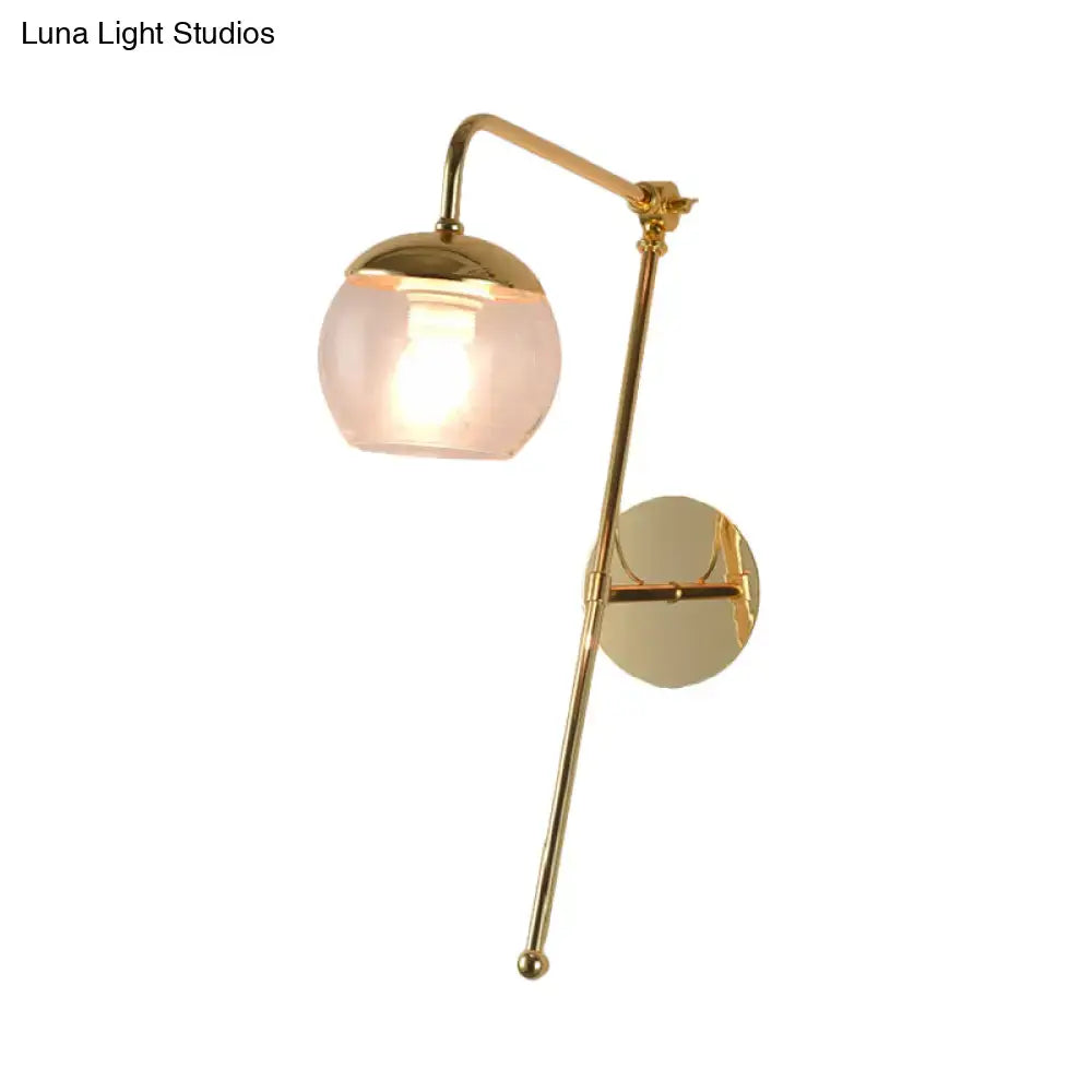 Contemporary gold gooseneck sconce light with glass shade bedroom lamp