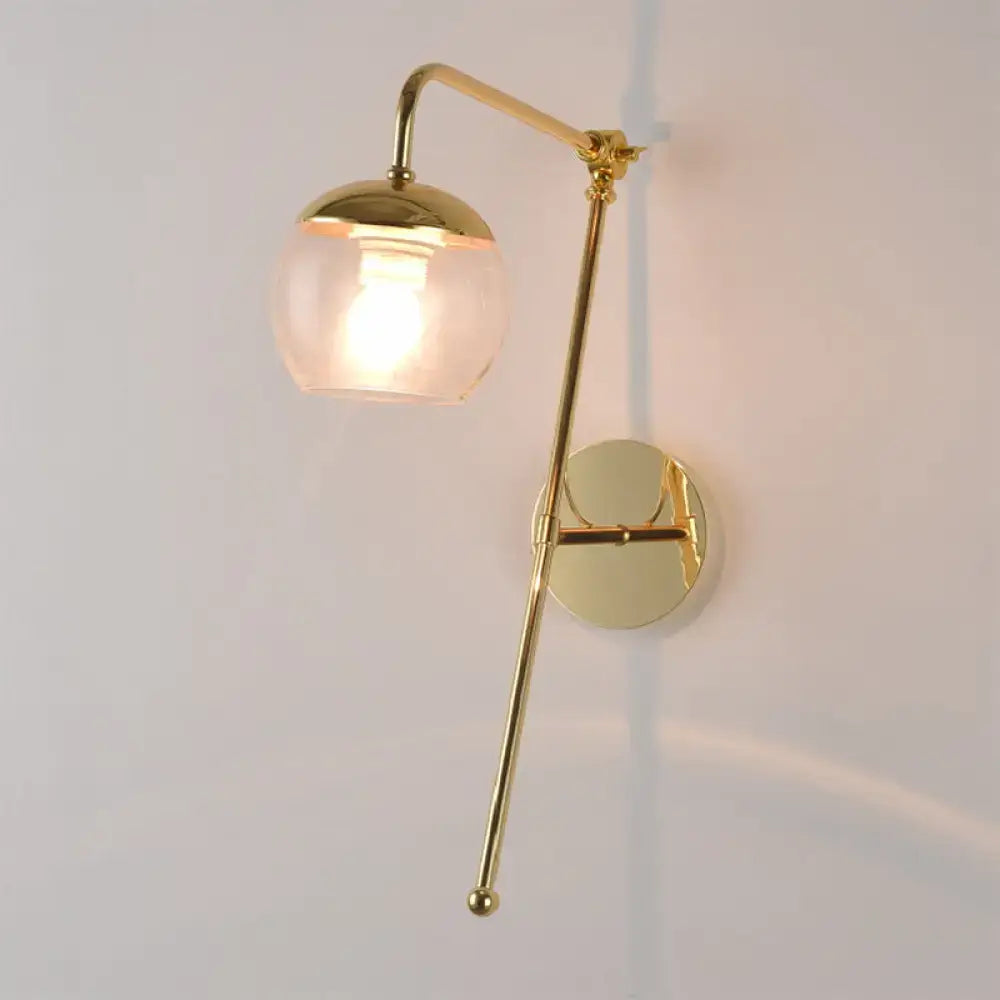 Contemporary gold gooseneck sconce light with glass shade bedroom lamp