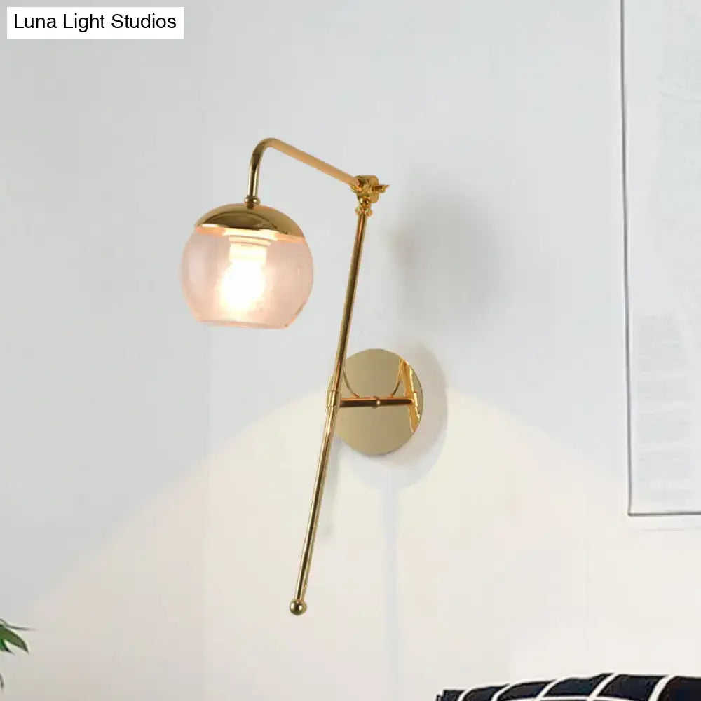 Contemporary gold gooseneck sconce light with glass shade bedroom lamp