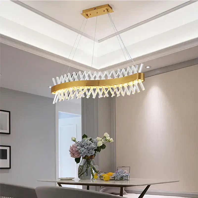 Contemporary gold led crystal chandelier living room light
